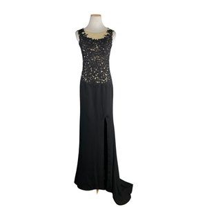 Hebeos Dress Size 4 NWT Black Lace Floor Length Sleeveless Dress Fancy Formal -